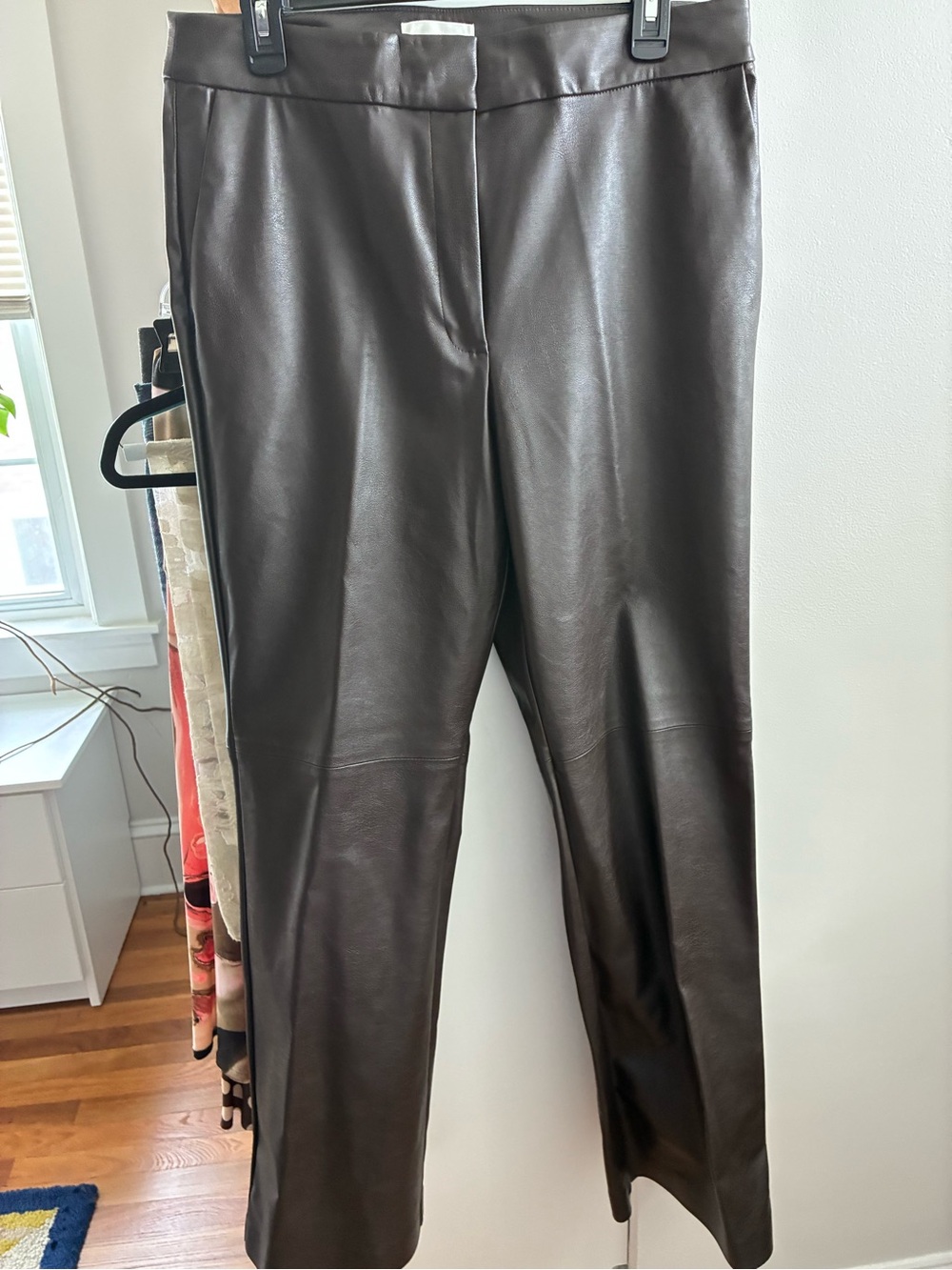 H&M Men's Faux Leather Pants - Dark Brown